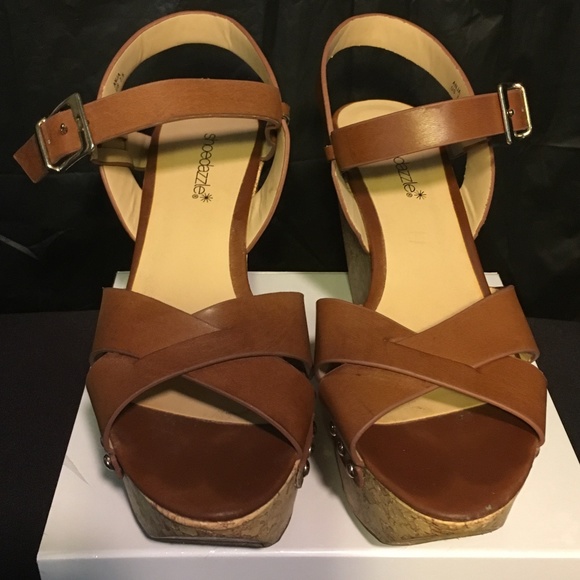 Shoe Dazzle Shoes - Shoedazzle Anja Brown Strap Sandal w/Cork Sole 7.5